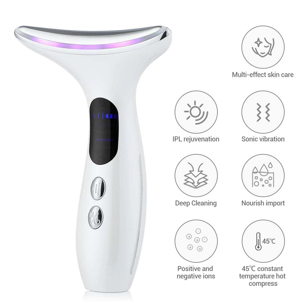 Neck Face Massagers anti Wrinkle Lifting 3 Colors Led Photon Therapy Skin Tighten Reduce Double Chin Beauty Device Skin Care