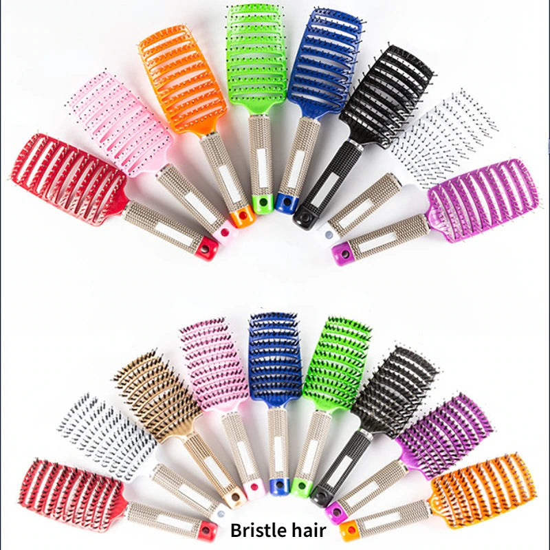 Hair Brush Scalp Massage Comb Hairbrush Bristle Nylon Women Wet Curly Detangle Hair Brush for Salon Hairdressing Styling Tools