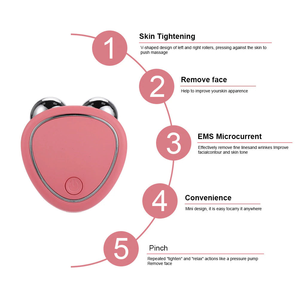 EMS Facial Massager Microcurrent Face Lifting Machine Roller Skin Tightening Rejuvenation Beauty Charging Facial anti Wrinkle