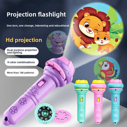 Cartoon Projection Flashlight for Kids Early Education